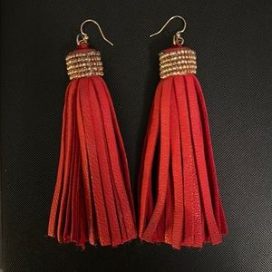 Noonday earrings, color: gold & red